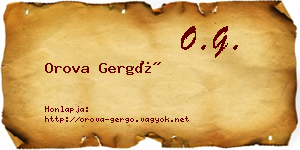 Orova Gergő névjegykártya